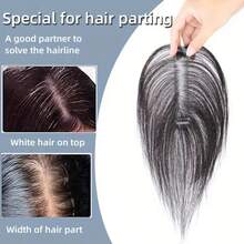 8 英寸女士假发头饰真人头发手工制作耐用直发饰，带自然发际线，全钩针手工制作，增加发量