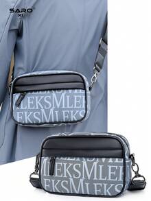 Men's Fashion Casual Messenger Bag, Large Capacity Youth Street Style Crossbody Bag, Gift New Life Items For Students Men Essentials Side Bag - Grey - View 10