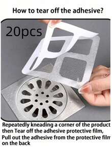 80/60/40 件一次性排水过滤器（建议每 2-3 天更换一次），（使用前观看视频）一次性淋浴和浴缸毛发捕捉器，易于安装的排水过滤器贴纸，厨房、水槽和洗衣房一次性排水盖，有效阻挡毛发和防虫贴纸