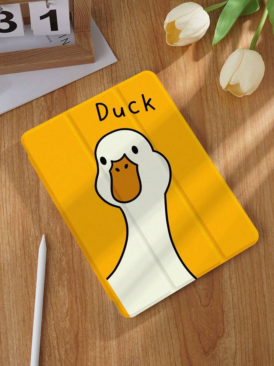 Funda protectora con patrón de pato de dibujos animados compatible con iPad 7/8/9/10.2 pulgadas, 10ª generación, compatible con Kindle Paperwhite 12ª generación 2024, Kindle (11ª generación) lanzamiento 2022, color claro, compatible con Samsung Galaxy Tab, la funda cuenta con función de suspensión/activación automática, múltiples estilos disponibles