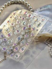 1 hoja de calcomanías de arte de uñas decorativas con diseño de gota de agua plateada antigua con forma de corazón para manualidades de manicura