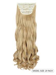Clip In Hair Extensions, 20 Inch Long Wavy 4PCS Hair Extensions Natural Soft Synthetic Fiber High Temperature Heat Resistance Clip In Hairpieces For Women Weddings Party Daily Use - Gold - View 9