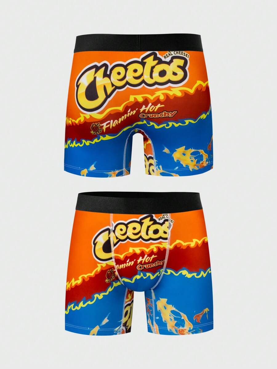 3pcs Snack Pattern Digital Print Men's Comfortable Loose Boxer Briefs - Multicolor - View 1