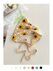1 Stück Damen Sommer Strandschal, Boho-Stil gestrickter dreieckiger Kopfwickel, handgefertigter gehäkelter Stirnband, ländlicher Stil Kopfwickel Bandana Haartuch
