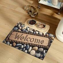 1 pieza Felpudo de entrada con diseño de piedra - Antideslizante, apto para interior/exterior, absorbente y resistente al agua, aplicable para dormitorio, baño, cocina, entrada - Decoración del hogar lavable
