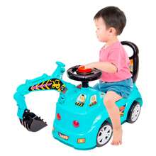 ATENTU Carrinho de Empurrar Andador Escavadeira Infantil Passeio Trator Gigante Criança - Azul - Visão 8