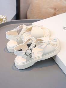 1 Pair Girls' Soft Sole Anti-Slip Fashionable Casual Wear Princess Style Hook And Loop Outdoor Summer Sandals - Beige - View 6