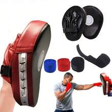 2pcs Boxing Set: 1 Pair Boxing Wraps And 1 Curved Focus Mitts - Faux Leather Training Gloves, Muay Thai MMA Taekwondo Boxing Training Wraps, Suitable For Boxing Training, Muay Thai, Taekwondo - Multicolor - View 2