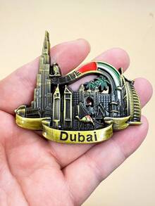 Metal Dubai Magnetic Refrigerator Sticker, Creative Souvenir With Ship, Skyscraper, UAE Design, Burj Khalifa - Multicolor - View 17