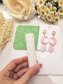 1pc Water Ripples Texture Roller, High-Precision Design Polymer Clay Texture Roller For DIY Creative Decorative Earrings, Crafting Tool, Artistic Crafts - Clay Texture Roller - View 2