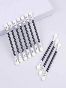 10pcs Smudger Double Ended Sponge Eyeshadow Brushes,Eyebrow Brush,Eyeshadow Brush,Spoolie,Spoolie Brush - Black - View 9
