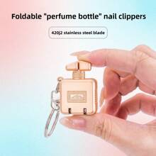 1pc Perfume Bottle Foldable Nail Clipper, Stainless Steel Nail Trimmer, Alloy Shell, Mini Portable, Minimalist High-End, With Keychain, Can Be Used As Pendant Nail Clipper