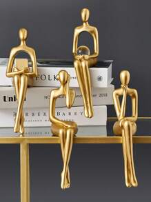 Figure Design Art Decoration,Golden Abstract Sitting Sculpture, Creative Abstract Art Sculpture, Sitting Statues, Modern Home Decor Best Gifts Birthday