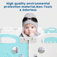Foldable Adjustable Baby Playpen With 14/18/22 Panels, Portable Safety Play Yard For Toddlers And Kids, Easy To Set Up For Indoor And Outdoor Use - 藍色 - 查看 5