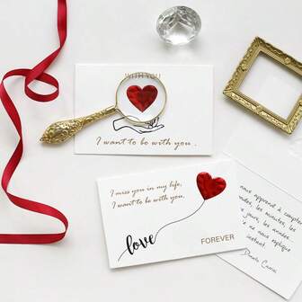 6pcsCreative Thank You 3D Heart Card I Love You Heartbeat Birthday. Party. Wedding. Valentine's Day. Teacher's Day