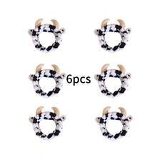 1pc Cow Pattern Bath Headband & 2pcs Bath Wrist Band, Polyester Cow Decor Facial Makeup Headband & Wrist Wash Band For Bathroom Home Bathroom Decor Fall Decor Back To School Hair  - Black and White - View 19