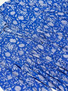 Eilly Bazar 大码中长袖全印花百褶连衣裙，休闲度假