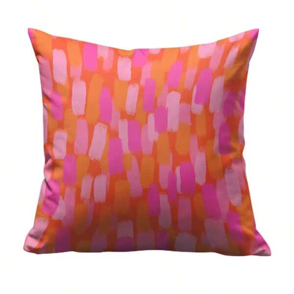 1PC Retro 70s Pink & Orange Throw Pillow Covers, 45*45cm - Soft Plush, Zip Closure, Hand Washable - Modern Abstract Farmhouse Decor For Sofa And Bedroom (Pillow Inserts Not Included), Throw Pillows For Couch