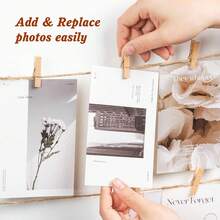 Hanging Photo Display Room Picture Wall Decor,4x6 Photo Collage Picture Frames For Wall Hanging With 30 Clips Multi Photo Wall For Dorm Room Decor - White - View 9