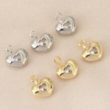 Bộ 1/3 mặt dây chuyền hình trái tim đính đá Zirconia thủ công, mạ vàng/bạc 18K, phụ kiện trang sức nhỏ nhắn tinh tế, có thể làm thành bông tai, mặt dây chuyền hoặc vòng cổ. - Mặt dây chuyền tình yêu DIY - Xem 6