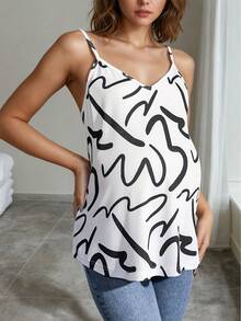 Pregnant Women Casual V-Neck Ribbed Tank Top, Everyday Wear Spring/Summer - White - View 4