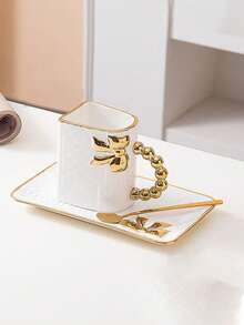 1 pezzo Tazza a forma di borsa in ceramica creativa, tazza per acqua, colazione, caffè per uso domestico