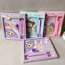 New Cartoon Diary Notebook With Pen, Kids Creative Surprise Stationery, Student Stress Relief Notebook With Lock - Multicolor - View 1