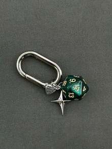 1pc Unisex New Creative Dice Keychain, Stylish Four-Pointed Star Pendant Bag Keyring - Multicolor - View 11