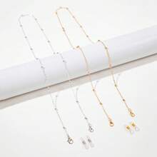 2 piezas Cadena de gafas de metal minimalista y de moda, cadena decorativa para gafas, accesorios anti-pérdida para gafas, cadena de gafas antideslizante de silicona, retenedor de mascarilla para actividades al aire libre, vacaciones, viajes, accesorios de vestuario y regalos - Multicolor - Ver 5