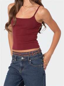 Women's Solid Color Cami Tops Sleeveless Open Back Low Cut Slim Fit Cropped Tank Tops