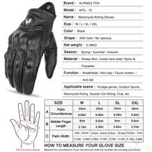 ALPINES FOX Sommer Retro perforierte Lederhandschuhe für Motorrad Herren Damen Vollfinger Motocross Biker Handschuhe Moto Ausrüstung M-XXL