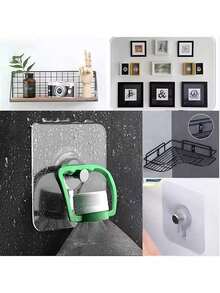 10pcs Photo Frame Hooks Storage Racks Screw Holders Hanger For Door Multifunction Gadgets Self-Adhesive Organizer Kitchen Accessories Home Bathroom Decor Bathroom Organizer Summer - Multicolor - View 8