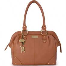 - Large Leather Shoulder Bag For Women - A4 Work Tote Bag - Doctor Bag - Tan - View 5