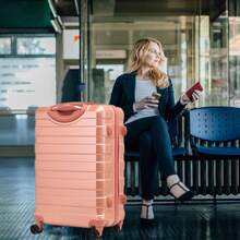 Suitcase Large Medium Cabin Size | Hard Shell | Lightweight | 4 Dual Spinner Wheels | Trolley Luggage Suitcase | Hold Check In Luggage | TSA Combination Lock (Rose Gold, Cabin 20" X 2) - Rose Gold - View 4