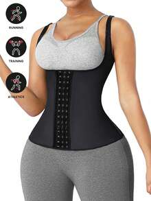 运动户外女士束腰背心透气收腹塑身塑身衣腰部训练器紧身胸衣健身房配件 - 黑色 - 查看 1