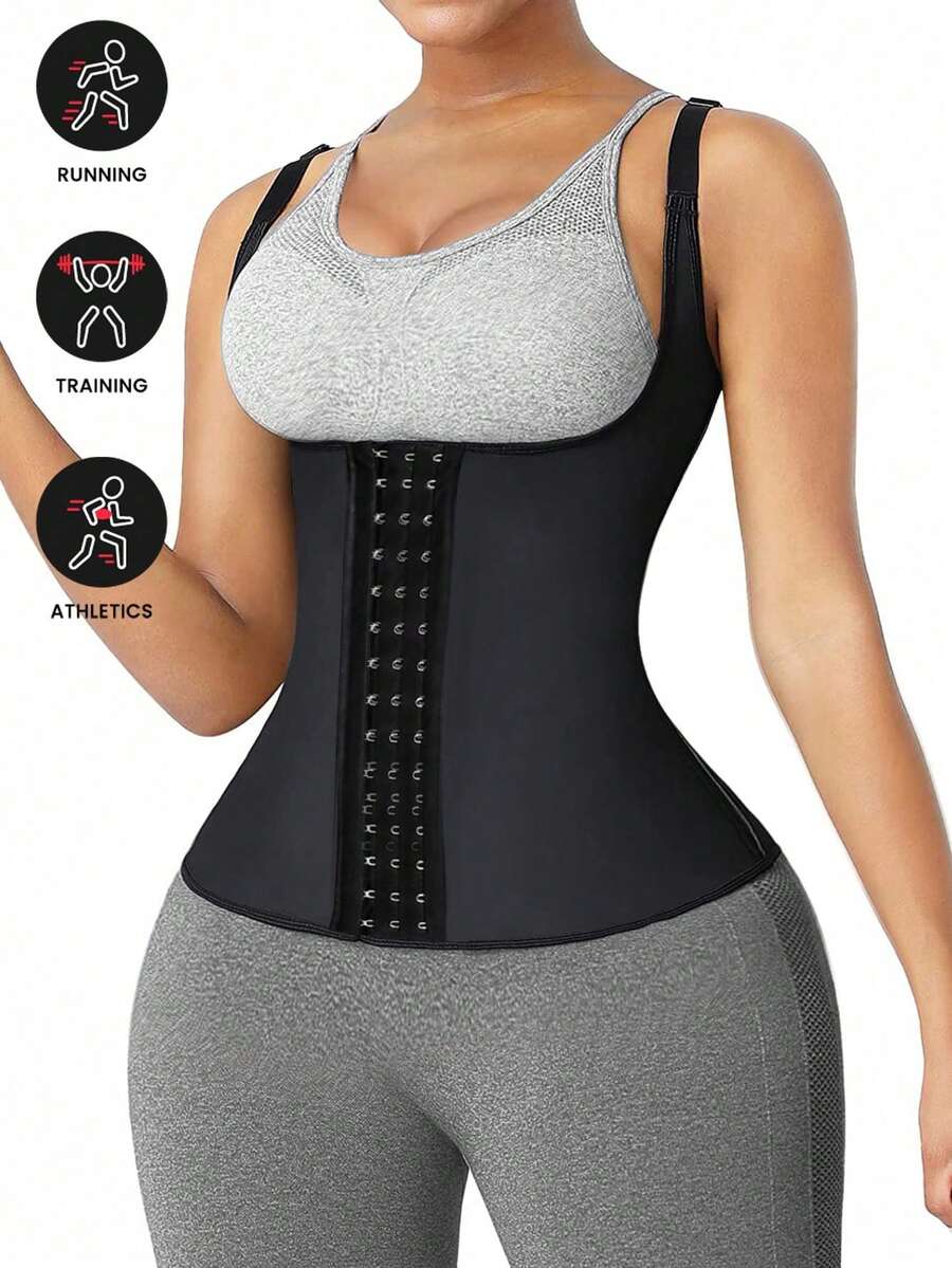 运动户外女士束腰背心透气收腹塑身塑身衣腰部训练器紧身胸衣健身房配件 - 黑色 - 查看 1