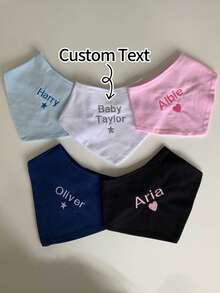 1pc Personalized Baby Bib, Customized Name Embroidered Bib, Ideal Gift For Baby Shower, Newborn Girl, Present For Daughter - Multicolor - View 1