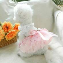 1 pezzo Vestitino per cane in stile principessa con cuore rosa e pon pon, per cani di piccola taglia come Yorkshire Terrier, Barboncino, Bichon Frise, Teddy Bear. Regalo ideale per la festa della mamma, vacanze o per animali domestici