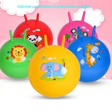 1 件大号加厚充气弹力球健身玩具，感官开发训练器材卡通手柄弹力球，适合健身锻炼