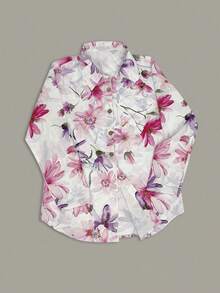 Casual Floral Print Long Sleeve Shirt, Autumn