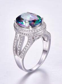 1 pieza Anillo de compromiso elegante con forma de huevo hecho de plata de ley 925 brillante para mujeres, adecuado para bodas, compromisos, propuestas y otros hitos importantes, con significado
