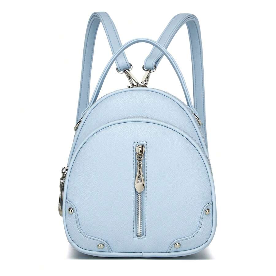 Mini Backpack For Women, PU Leather 3-In-1 Small Handbag Crossbody Shoulder Bag With Adjustable Straps, Top Handle, Multi-Pocket Design For Daily Use, Work, School, Travel Or As A Gift - Blue - View 1