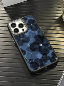 Funda de teléfono con 1 pieza de diseño floral azul marino con acabado mate, compatible con 16, 15, 14, 13, 12, 11, XS, XR, X, 7, 8 Plus, Pro Max, un gran regalo para amigos, familia, novio, novia