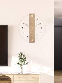 1 Pieza, Reloj de pared de acrílico transparente, reloj de pared con puntero de grano de madera moderna y hoja, diseño personalizado, mecanismo de reloj silencioso sin sonido de tic tac, adecuado para sala de estar, dormitorio, decoración del hogar, cocina, decoración de oficina. Un regalo de vacaciones para amigos. Reloj de pared