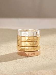 1 Stück personalisierter minimalistische Edelstahl Namensring, hypoallergen, perfektes Geschenk zum Valentinstag, Muttertag, Sommer, für Paar, Freunde, Mütter, Väter - Gold, Mode, Retro, Unisex, einfach, Lässig, Hip-Hop, Goth, Punk, personalisiert, einzigartiges Geschenk für Sie, Freundin