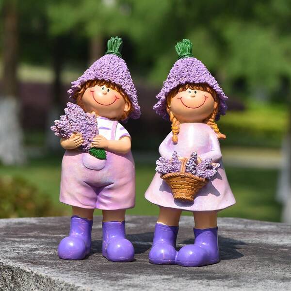 1 pieza Figura decorativa de lavanda para jardín, estatua ornamental para exteriores