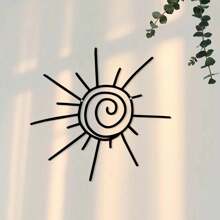 Hello Young Bohemian Sun Burst Metal Wall Art,1pc Transverse Orientation Sunburst Wall Hanging Decor,Outdoor Indoor Beach Sign Poolside Artwork,Power-Free Metal Wall Pediments,Featherless,Home Decor ,Room Decor,Wall Decor Bedroom Decor