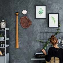 Wall Mounted Baseball Bat Storage Rack, Home Decor Golf Baseball Display Organizer - Black - View 3