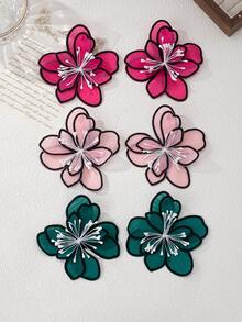 1 对复古布艺花卉耳环，别致花卉布耳钉，优雅的日常配饰