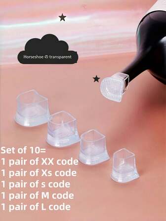 10 Piezas/5 Pares Protectores de tacón alto de silicona, Tapas antideslizantes y antirruido para tacones, Puntas de repuesto para zapatos, Estilo sencillo, Sin lavar, unicolor, Sin espuma, Sin tejido, Sin imán, Para bodas tranquilas, grava, actividades al aire libre en humedales - Accesorios para zapatos